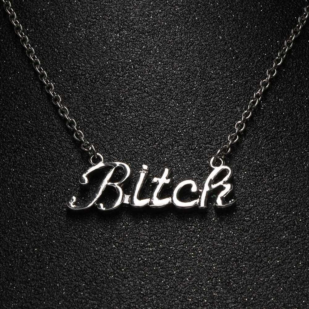 New Silver Bitch Sexy Charm Necklace
